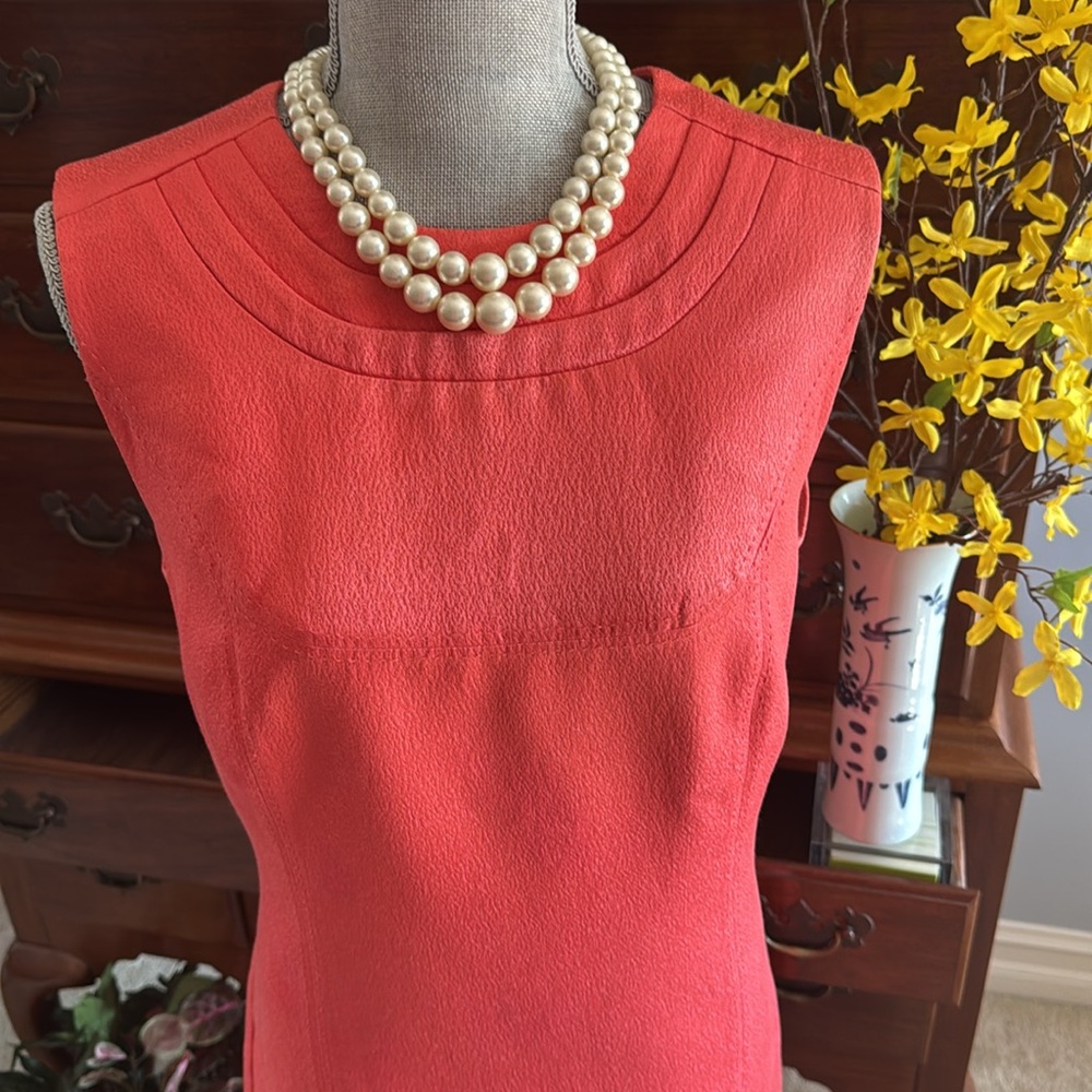 Tory Burch Coral Sleeveless Shift Dress Size 12 - Picture 4 of 13